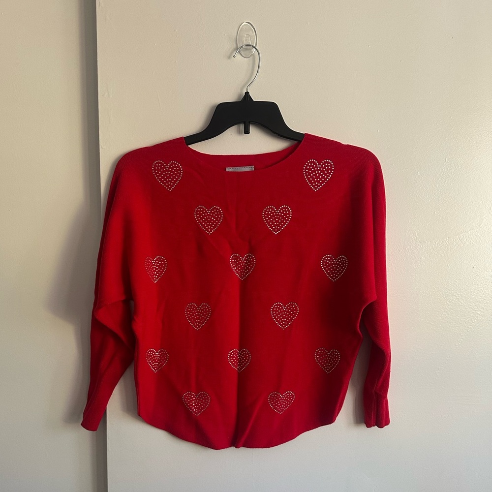 Red Heart Embellished Women's Blouse